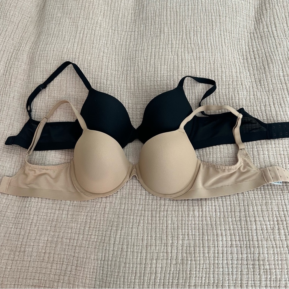 Wacoal 853387 Shallow Top Shape Revelation T-shirt Black and Tan Bras size 34D